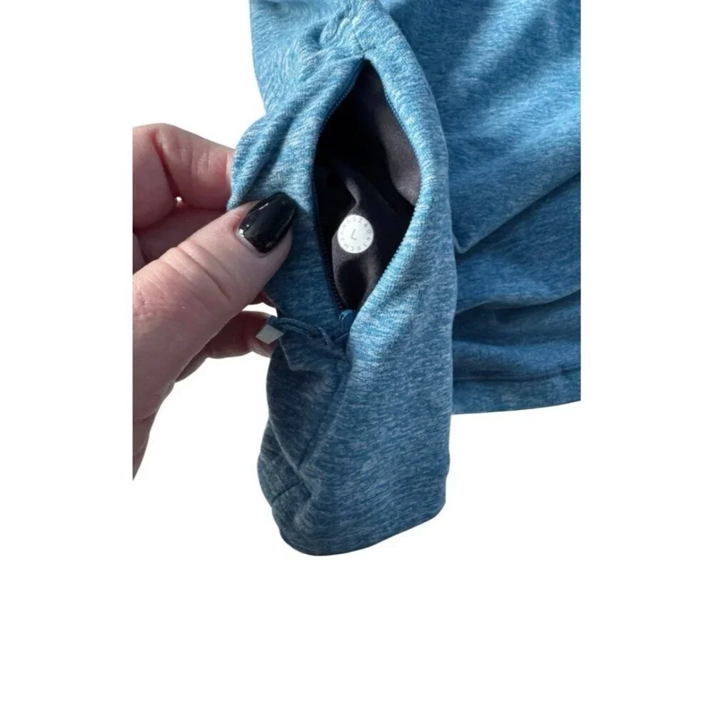 Lululemon Men's Sz L Surge Warm 1/2 Zip Heather Blue Athletic Pullover - Picture 7 of 9